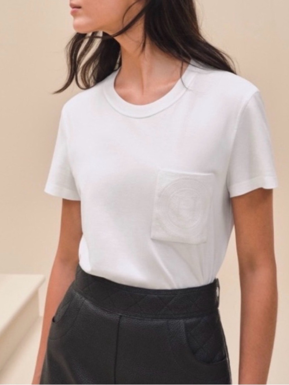 NWT Hermes Embroidered White Pocket Tee - Women